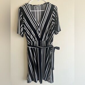 Elegant Black and White Striped Dress
